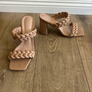 Nude block heel sandals